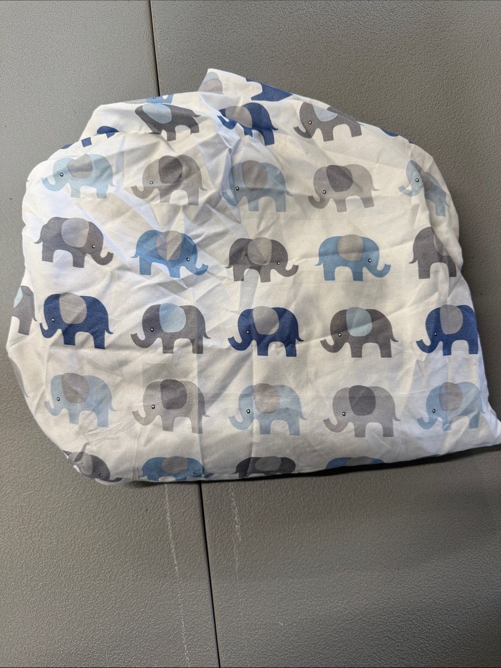 Blue & Gray Elephant Print Fitted Crib Sheet